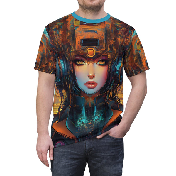Cyber Punk Goddess - Rave T-Shirt(AOP) - Black stitching / 4