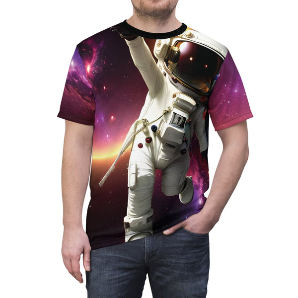Dancing In Space - Mens Rave Tshirt (AOP) - Black stitching