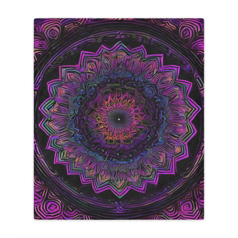 Flower Mandala - Minky Blanket - 50 × 60 - Home Decor