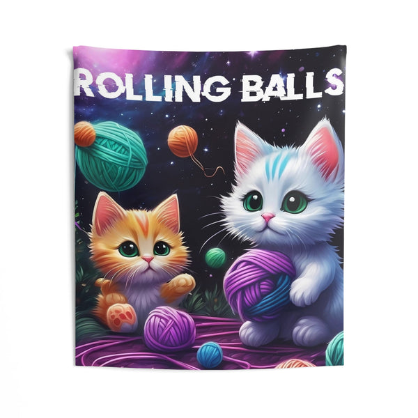 Kitten Time Rolling Balls - Festival Wall Tapestries - 50 ×