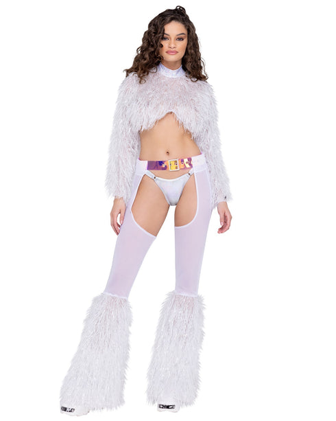 Long Sleeved Faux Fur Cropped Top - Womens Top Rave