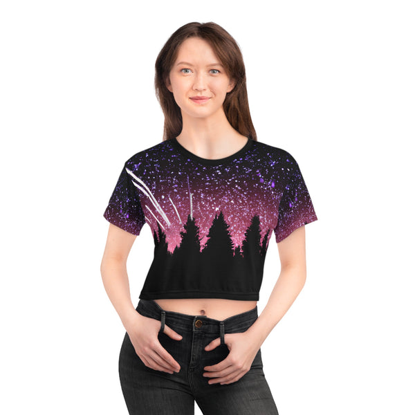 Majestic Forest - Crop Tee - Black stitching / XS - All Over