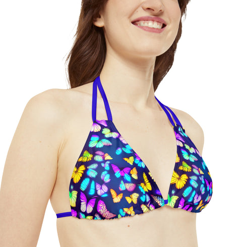 Nocturnal Butterfly - Strappy Triangle Bikini Top (AOP) -