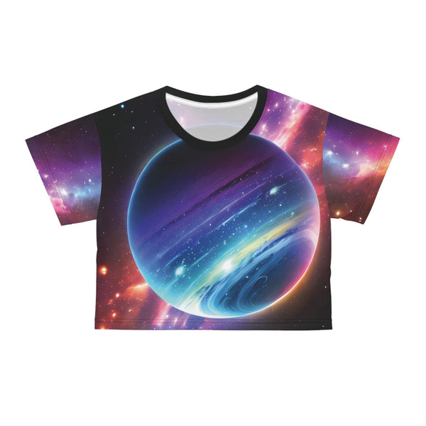 Painting the Cosmos with Stars - Crop Tee (AOP) - Black