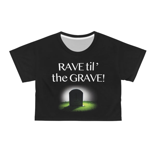 Rave til the Grave - Crop Tee (AOP) - Black stitching / XS -