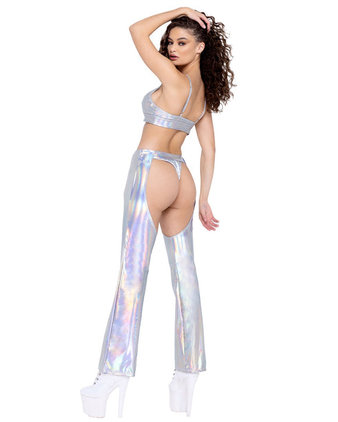 Reflective Hologram Chaps with Belt - Womens rave bottoms