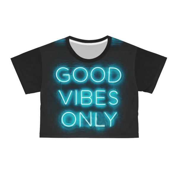 The Good Vibes Only - Womens Crop Tee (AOP) - Black