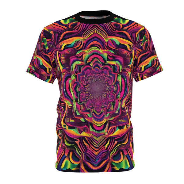 Tripped Out Bass Spiral - Mens Rave Tshirt (AOP) - Black