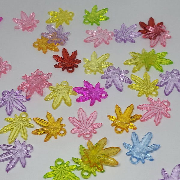 Weed Leaf Beads Mixed Colors - 50