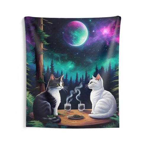 Whiskers Tea Time - Festival Wall Tapestries - 68 × 80 -