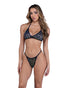 6435 - Sequin Fishnet Bikini Top Small / Black