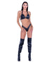 6488 - 2PC Faux Leather Bikini Set Small / Black