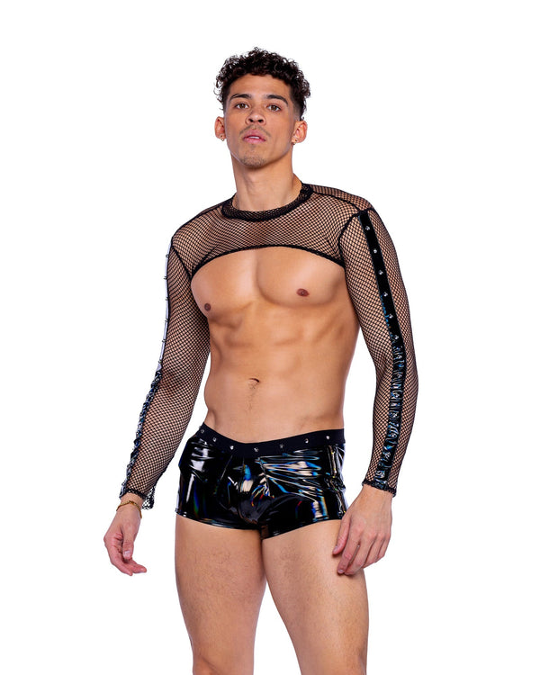 6513 - Vinyl with Iridescent Pint Shorts Small / Black/Multi