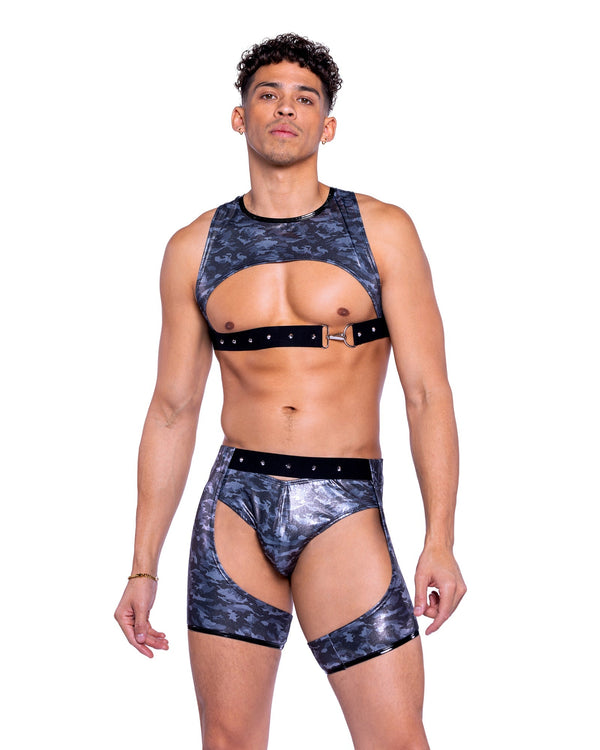 6523 - Shimmer Camouflage Briefs Small / Black/Gray