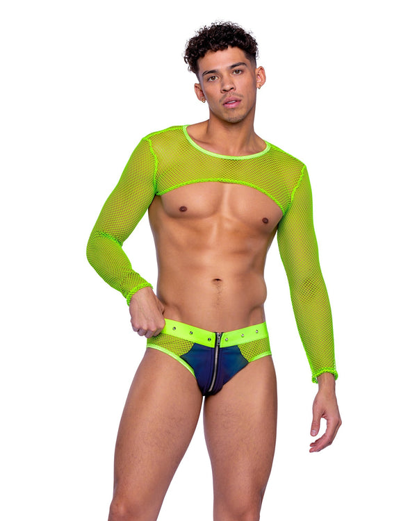 6540 - Reflective & Fishnet Briefs Small / Multi/Lime