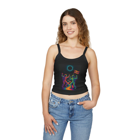 Colorful Astronauts ’PLUR’ Women’s Spaghetti Strap Tank Top