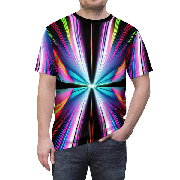 Cosmic EDM Explosion - Mens Tshirt (AOP) - Black stitching /