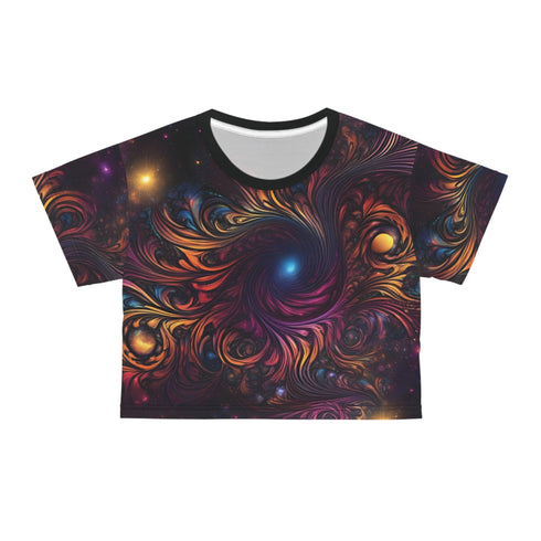 Cosmic Energy - Crop Tee (AOP) - Black stitching / L - All