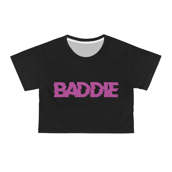 Glitch BADDIE - Crop Tee (AOP) - Black stitching / XS - All