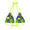 Green Leaf - Strappy Triangle Bikini Top (AOP) - XS / Neon