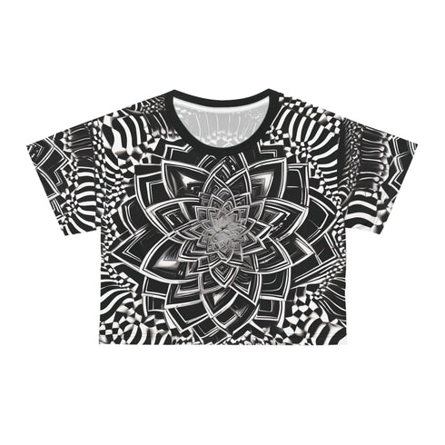 Infinity Space Time and Rave - Crop Tee (AOP) - Black