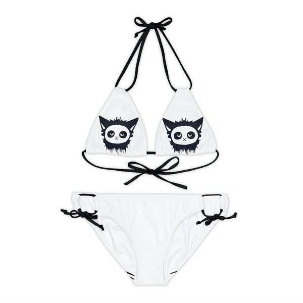 MEOW Rave Cat - Strappy Bikini Set (AOP) - L / Black - All