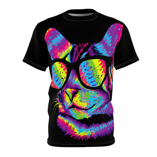 Psy Rave Cat! - White stitching / 4 oz. / S - All Over