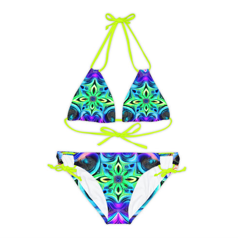 Psych Out Dance - Strappy Bikini Set (AOP) - XS / Neon