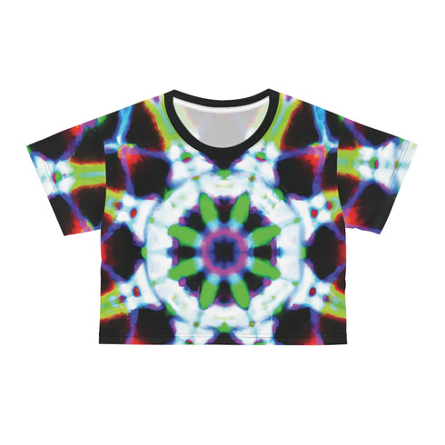 PsyTrance Fractals - Crop Tee (AOP) - Black stitching / 2XL