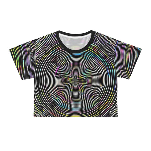 retro Spiral Doom - Crop Tee (AOP) - Black stitching / M -