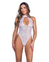 6431 - Sequin Fishnet Keyhole Romper Small / White