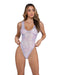 6432 - Sequin Fishnet Romper Small / White