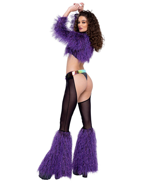 Sheer Chaps with Faux Fur Bell Belt - Accessory Rave