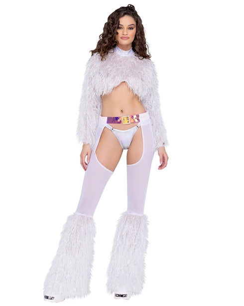 Sheer Chaps with Faux Fur Bell Belt - Accessory Rave