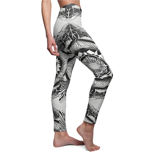 Techno Stoic - Casual Leggings (AOP) - M / White stitching -