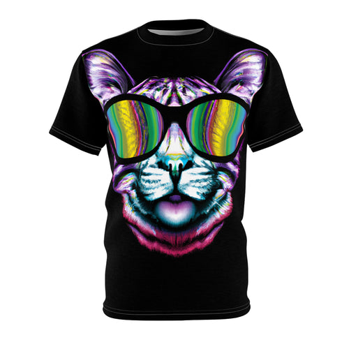 The Rave Cat is out on the prowl - T-Shirt - White stitching