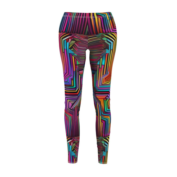 Tripping on Lines - Womens Leggings - S / White stitching -