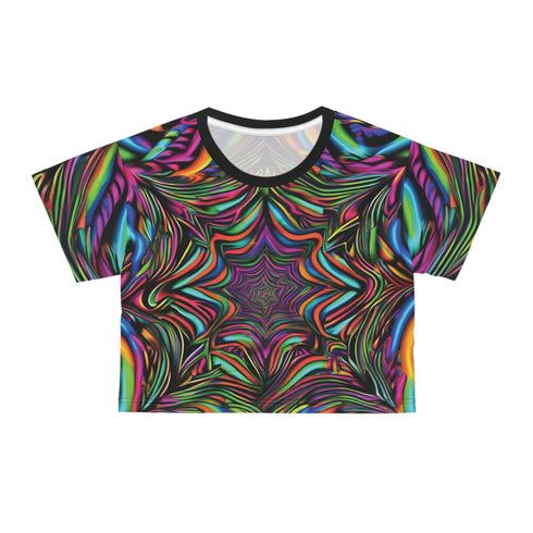 Trippy Beasts Star - Crop Tee (AOP) - Black stitching / L -