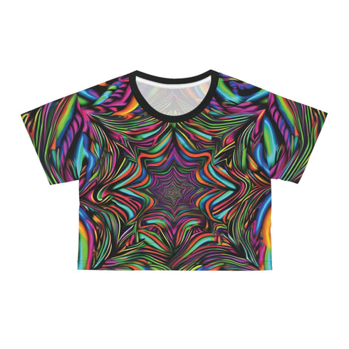 Trippy Beasts Star - Crop Tee (AOP) - Black stitching / S -