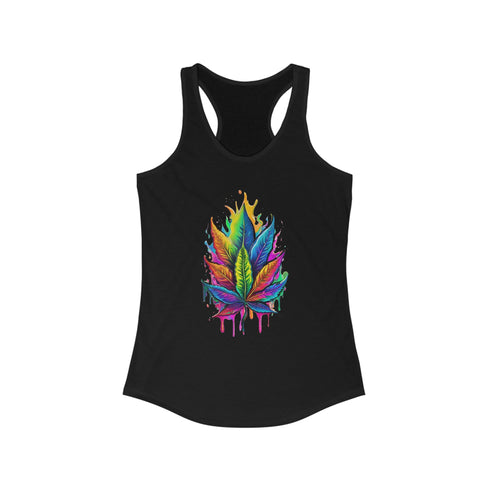 Vibrant Stoner Leaf - Women’s Ideal Racerback Tank - S /